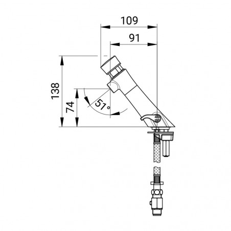 15sc NEO timed washbasin mixer faucet with stop