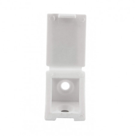 Einfache Klampe, weißes PVC, B22xH22x23mm, 12 Stück.