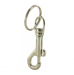 Pump carabiner with ring, nickel-plated steel, L.75mm, D.30mm, 1 piece.