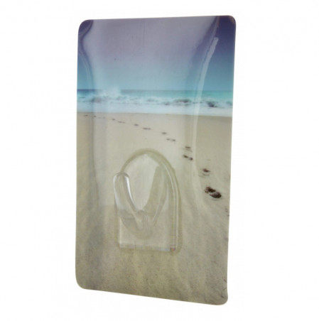 Silicone hook H.100mm, W.60mm, Th.18.7mm, beach landscape image, 1 piece.