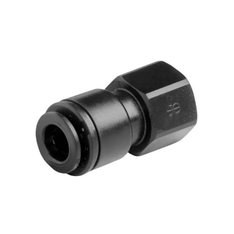 1/4" (8x13) Push-Fit vrouwelijke stijve connector in zwart acetaal voor 5/16" (8 mm) pijp