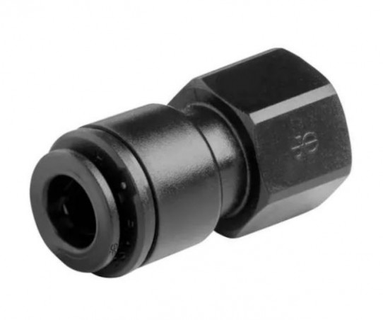 Union rigide femelle 1/4" (8x13) Push-Fit en acétal noir pour tuyau 5/16" (8 mm)