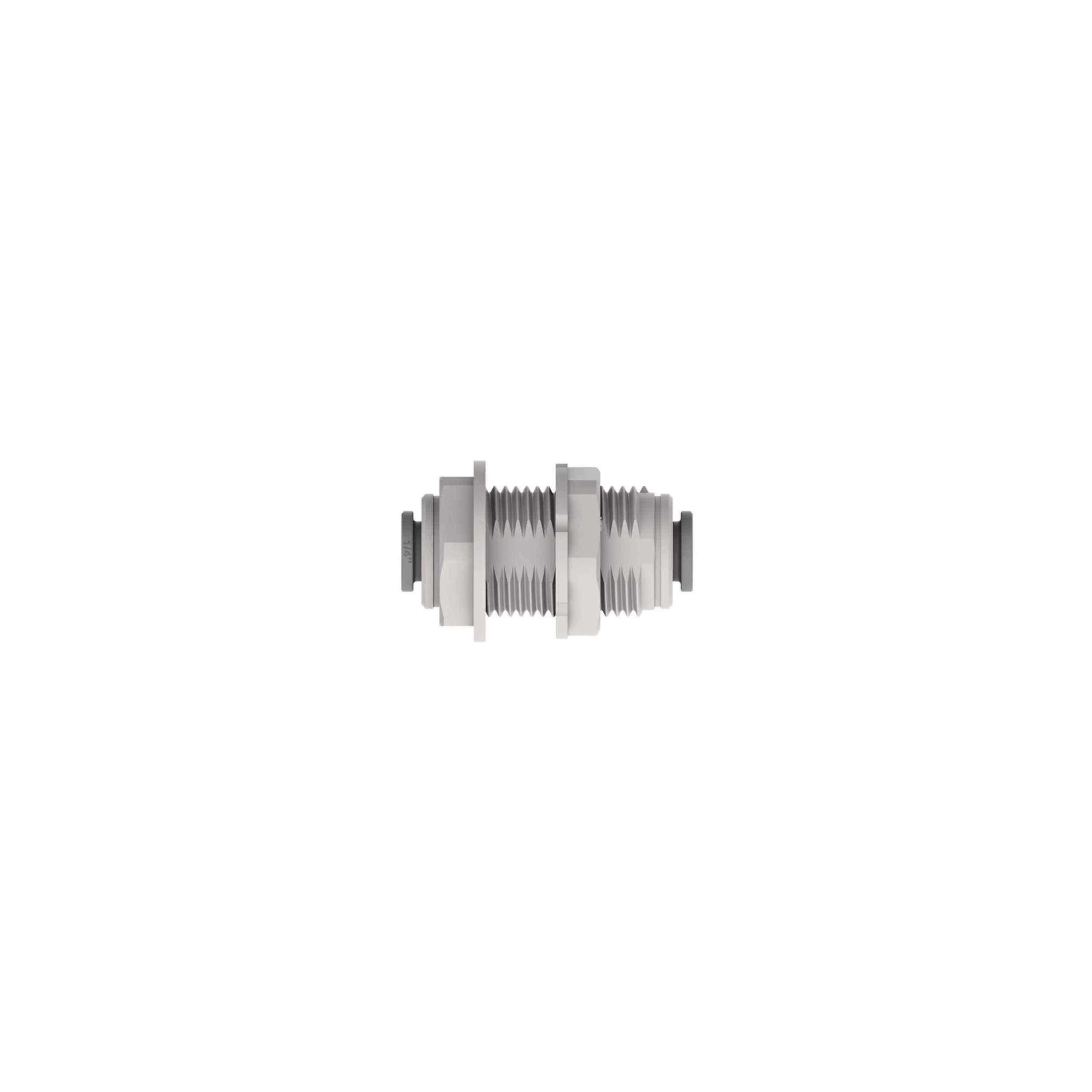 Grey acetal Push-Fit rigid bulkhead connector for 5/16" (8 mm) pipe
