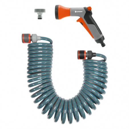 Spiral hose with gun, 10 meters