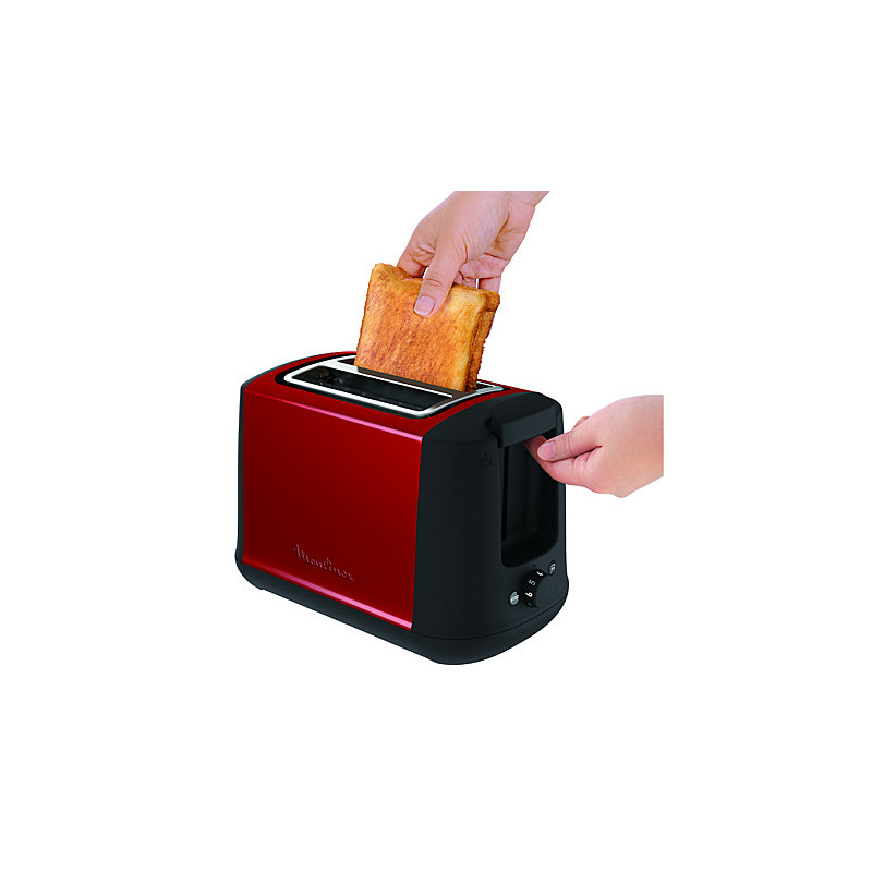 MOULINEX Subito Select broodrooster in rood en zwart.