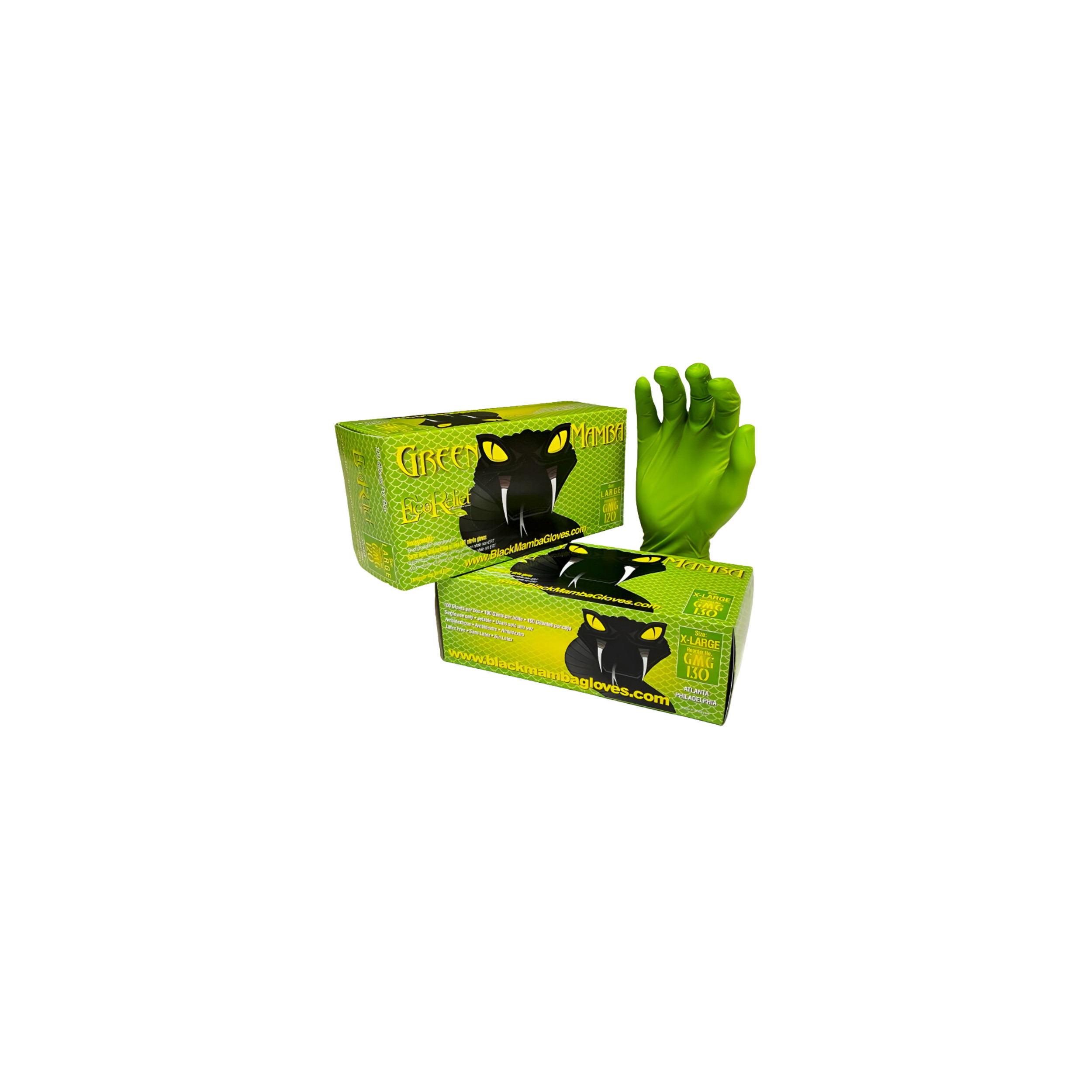 copy of Box of 100 Green Mamba thick biodegradable nitrile gloves, size L, high resistance