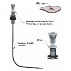 Pull cord in shiny 304 stainless steel, 560 mm cable for automatic sink strainer