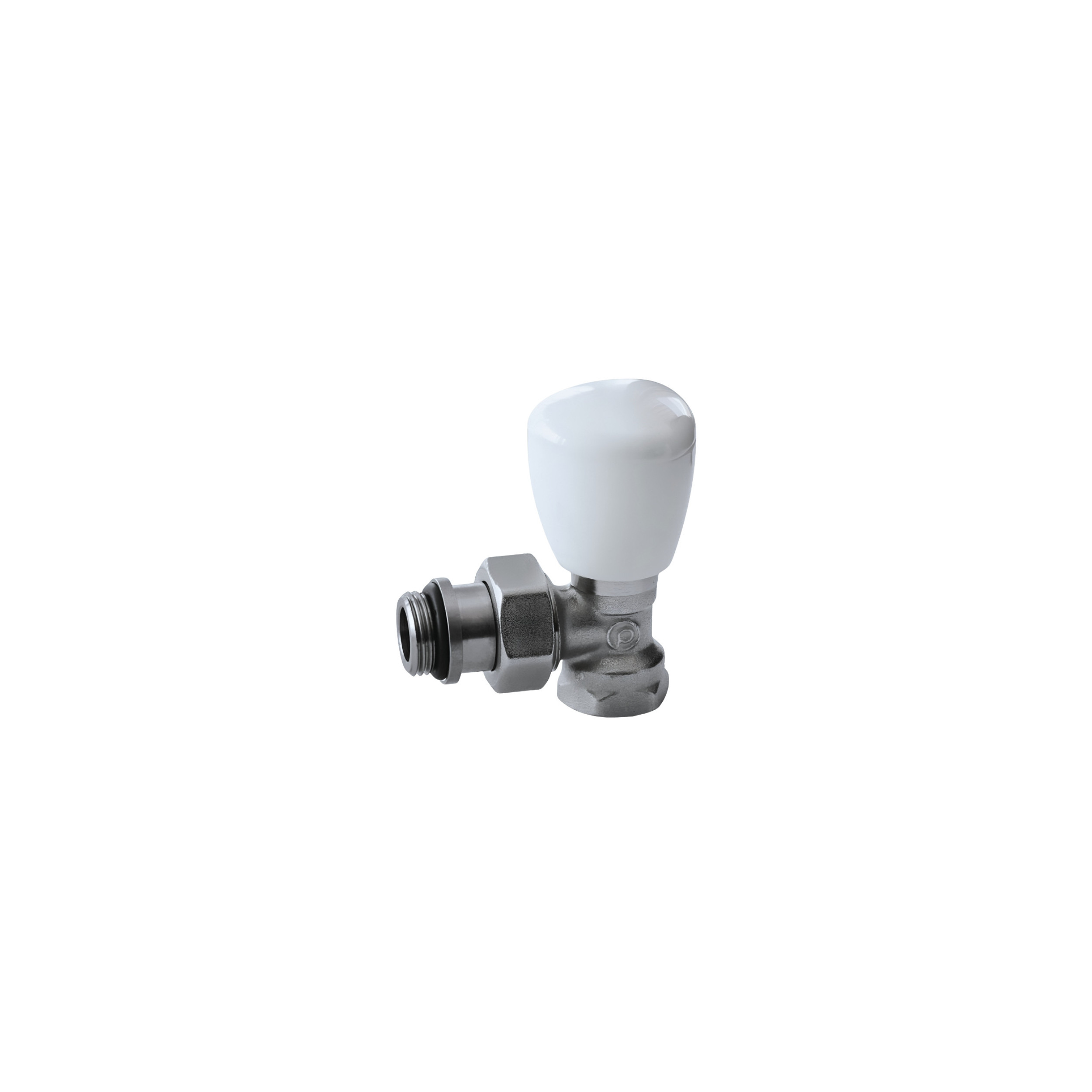 Hand-operated radiator valve, screw-on angle 15x21, central heating, nickel-plated brass