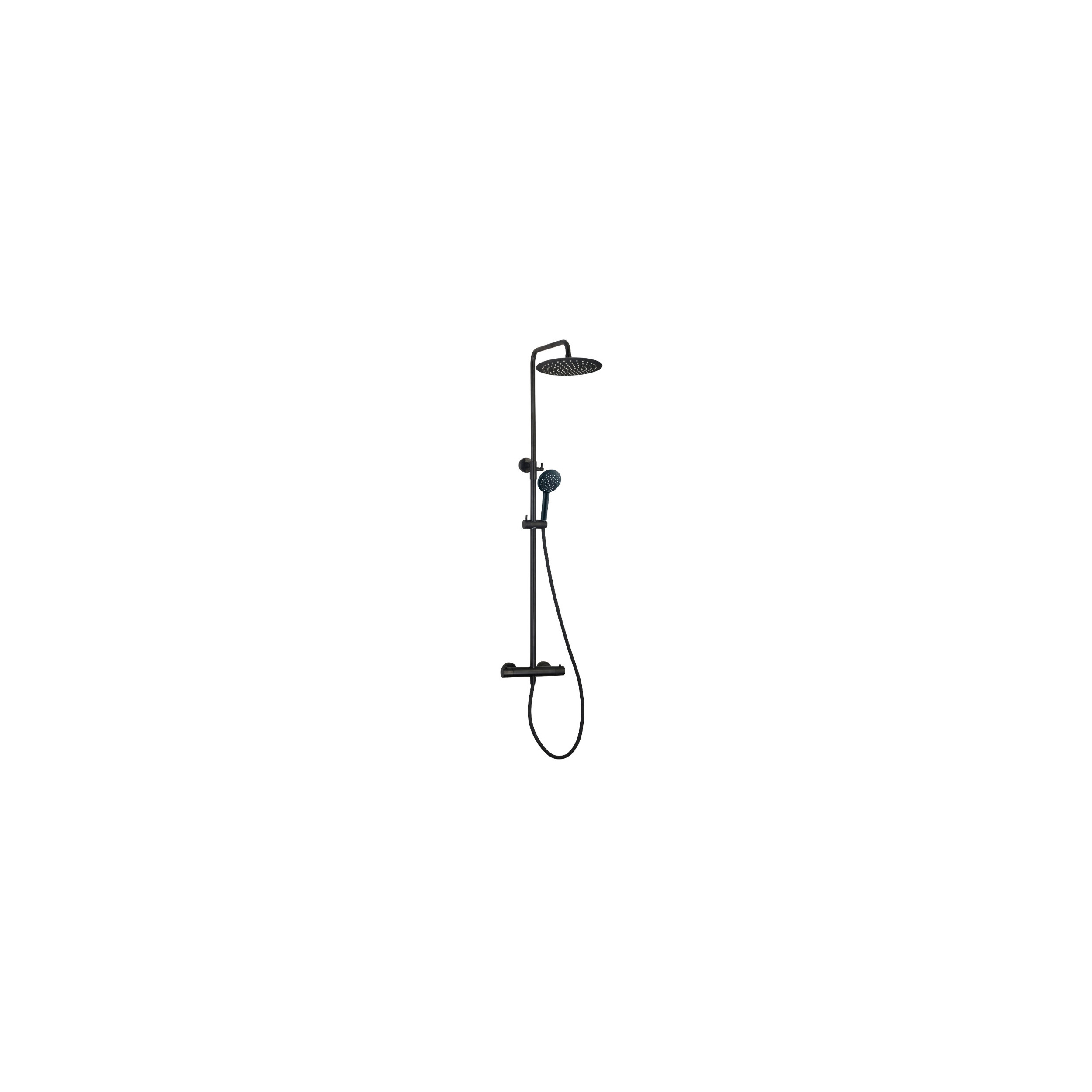DOMAO 300 matte black thermostatic shower column, extra-flat showerhead, 3-spray hand shower