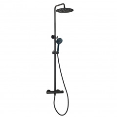 DOMAO 300 matte black thermostatic shower column, extra-flat showerhead, 3-spray hand shower