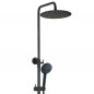 DOMAO 300 matzwarte thermostatische douchekolom, extra platte douchekop, 3-sprays handdouche
