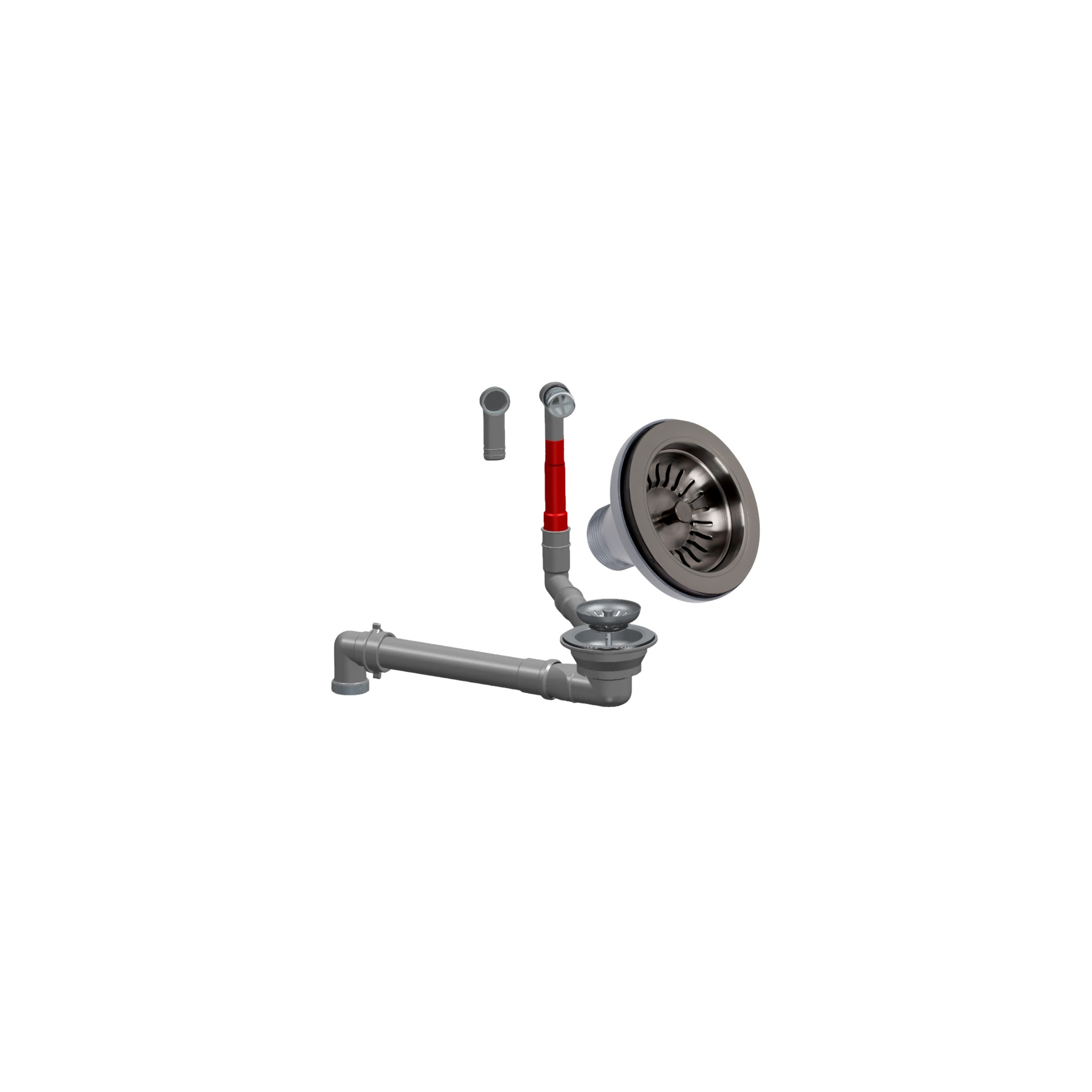 Space-saving anthracite grey 115 mm diameter sink drain, round overflow