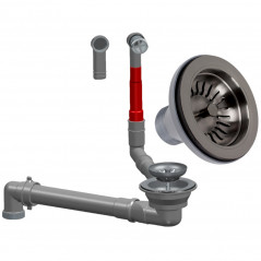 Bonde évier gris anthracite diamètre 115 mm gain de place, trop plein rond