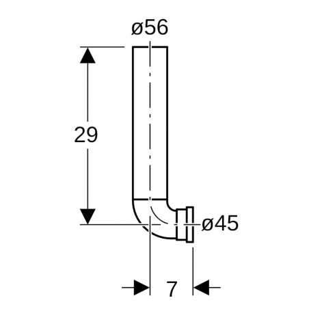 Angled flush pipe for Geberit concealed cisterns for wall-hung WCs