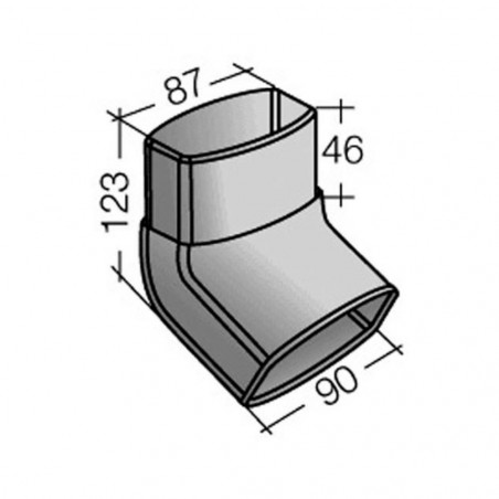 Elbow male-female 67° tube descente ovation "TD95" 90x56, White