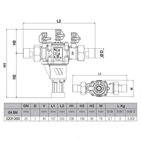 WATTS BA-BM DN25 1" (26x34) hydraulic backflow preventer