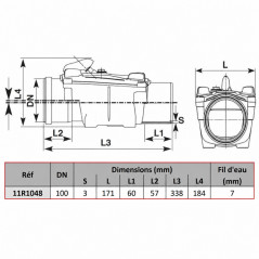 Check valve type 1 with flap, diameter 100mm.