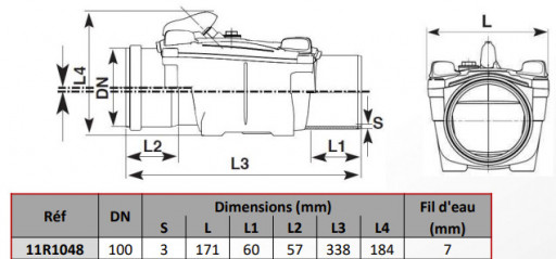 Type 1 swing check valve, diameter 100mm.