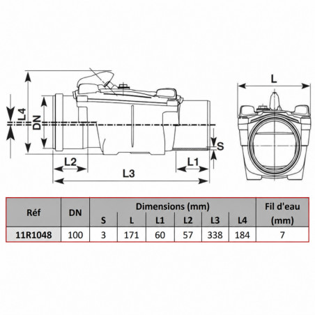 Terugslagklep type 1 met klep, diameter 100mm.