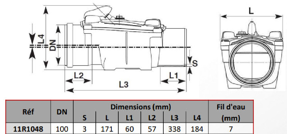 Type 1 swing check valve, diameter 100mm.