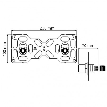 Platine douche raccordement droit PER Ø 16 à glissement, 150 mm