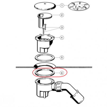 Shower drain gasket TEMPOFLEX 6956.1-182 under reception, 114x86 mm
