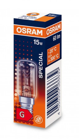 E14 incandescent bulb for oven, T17/54, 15W, 230V, 60 lumens