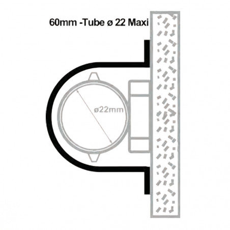 Stainless steel protective conduit, diameter 60 mm for 22 mm pipe max, 1 m
