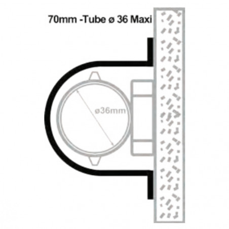 Canal de protección de acero inoxidable de 70 mm de diámetro para tubo de 36 mm máx., 1 m