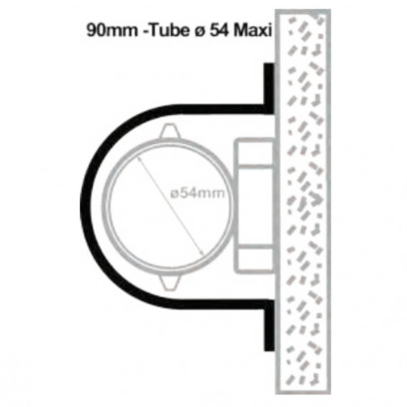 Canalina di protezione in acciaio inox da 90 mm di diametro per tubo da 54 mm max, 1 m
