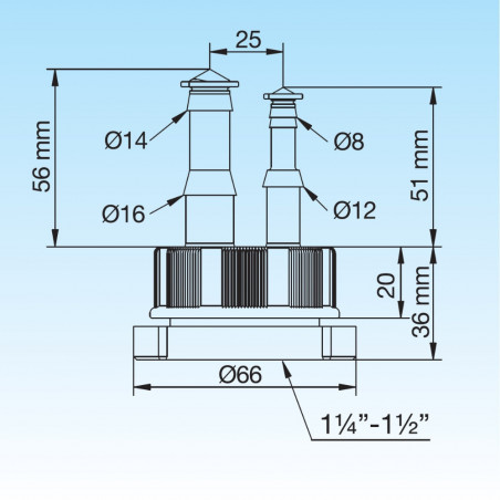 Double socket for draining sink and kitchen drains