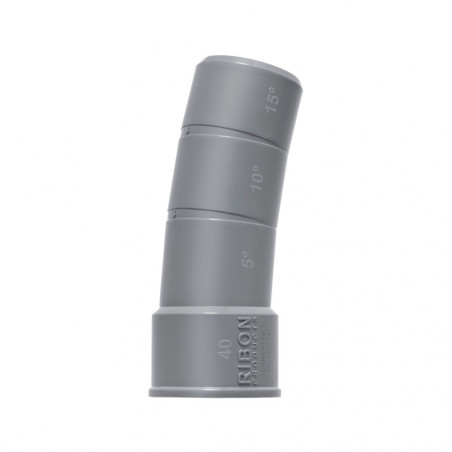 PVC-Bogen 40 mm Mehrwinkel 5°/10°/15° männlich weiblich RIBON SEG40S - Bild 1/7