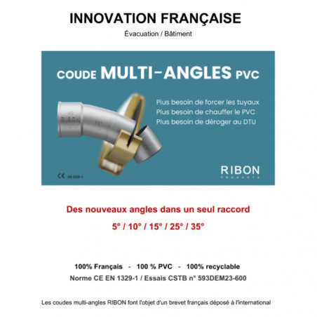 Codo multiángulo PVC 40 mm 5°/10°/15° macho hembra