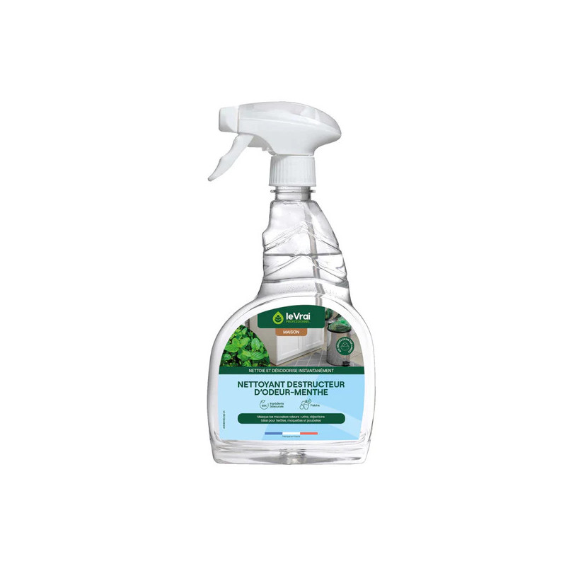 Odor destroying cleaner, mint fragrance, 750ml, LE VRAI PROFESSIONNEL. Odor destroying cleaner, mint fragrance, 750ml, LE VRAI PROFESSIONNEL.