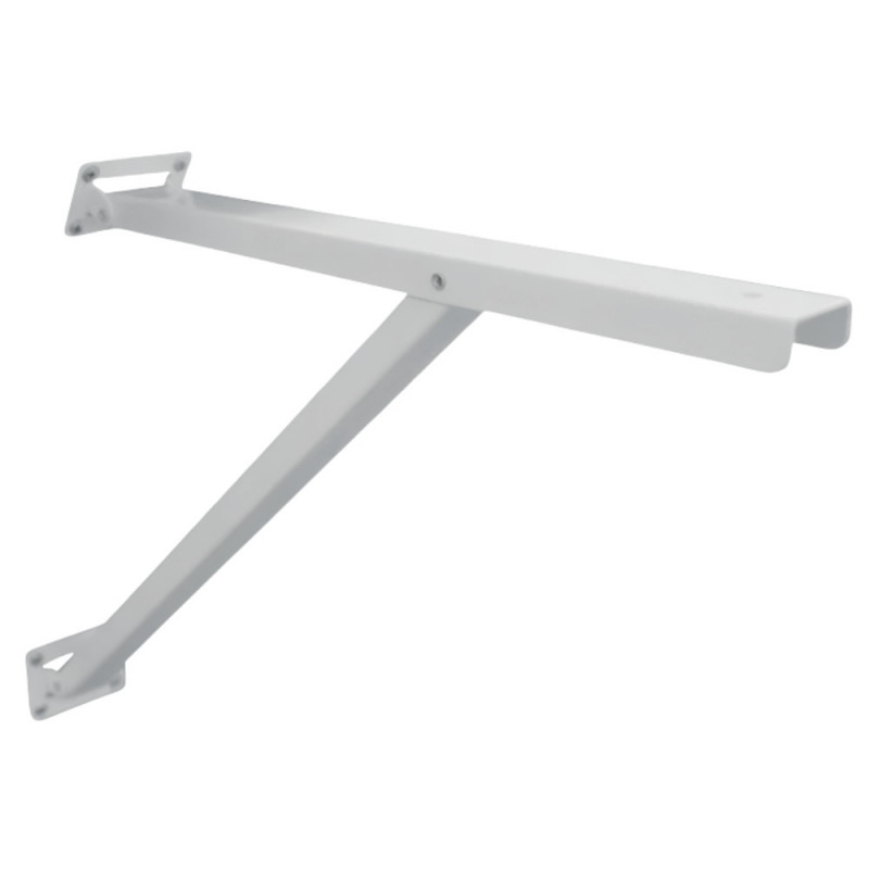 Soporte mural inclinado 390x315 mm, soporte de balda abatible, 100 kg, acero blanco Soporte mural inclinado 390x315 mm, soporte de balda abatible, 100 kg, acero blanco