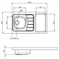 Evier pour kitchenette 100x60cm avec découpe pour Domino (non fourni), réversible.