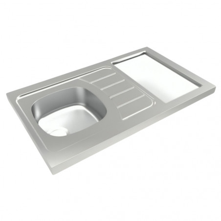 Evier pour kitchenette 100x60cm avec découpe pour Domino (non fourni), réversible.