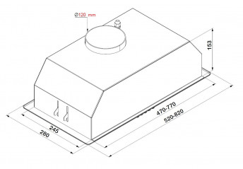 Groupe aspirant 52cm Inox, 3  vitesses 286m3/h.