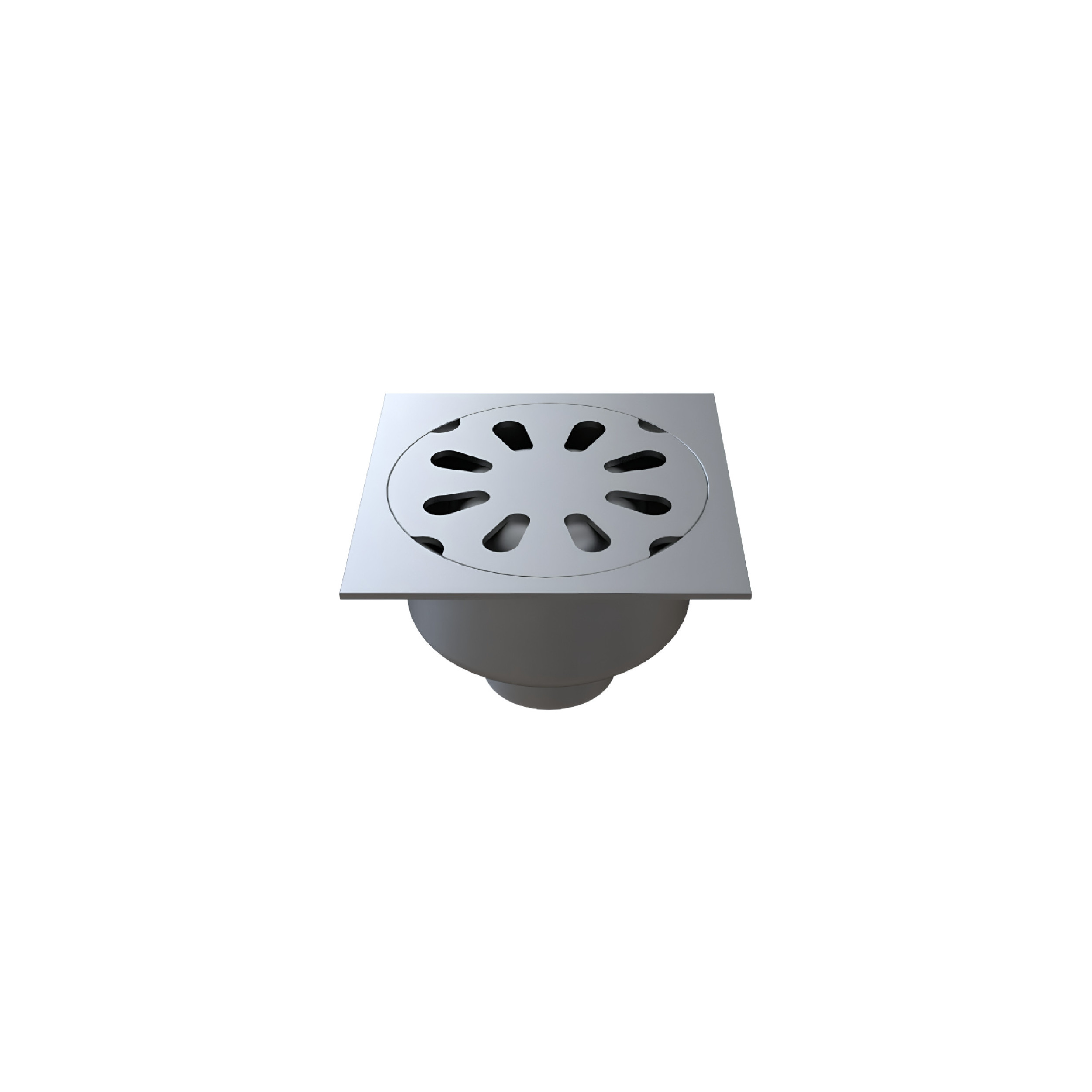 Stainless steel drain 247x247 mm, vertical outlet 100 mm