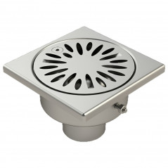 Mixed stainless steel yard drain 100x100 mm, 40 mm diameter outlet