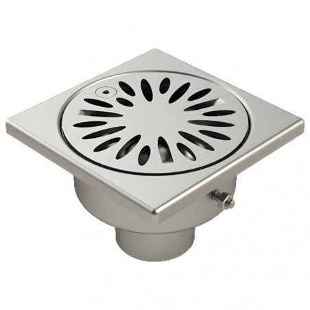Mixed stainless steel yard drain 100x100 mm, 40 mm diameter outlet
