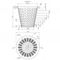 Cesta de acero inoxidable filtración residuos desagüe suelo salida 100 mm Cesta de acero inoxidable filtración residuos desagüe suelo salida 100 mm