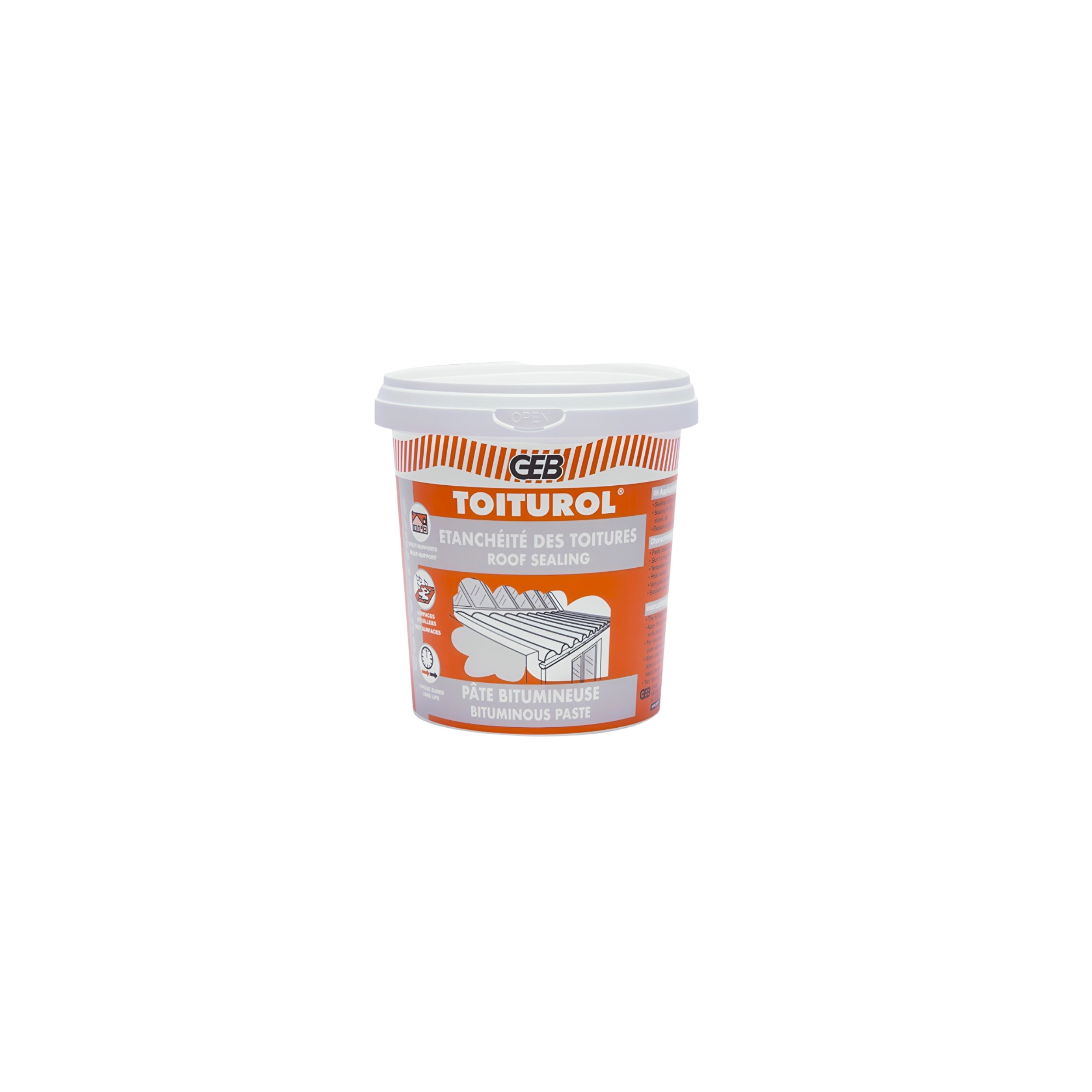Toiturol bituminous mastic 900g for waterproofing roofs, gutters, gutters, pitch-free, all materials