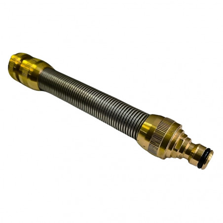 Flexible anti-kink watering tap F 20x27 with brass quick connector, 17 cm