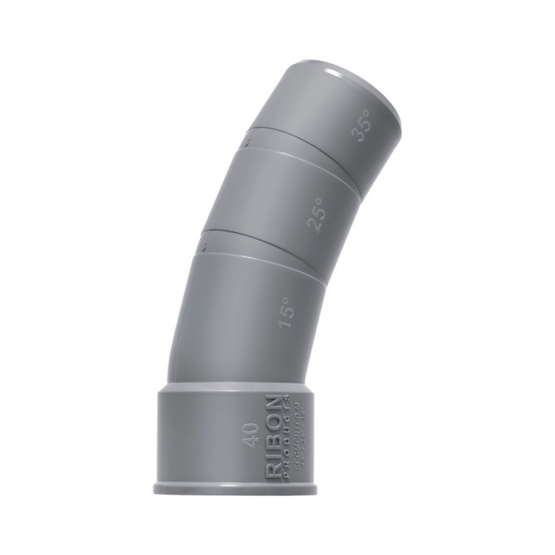 PVC bocht 40 mm multi-hoeken 15°/25°/35° afbreekbaar M/F PVC bocht 40 mm multi-hoeken 15°/25°/35° afbreekbaar M/F