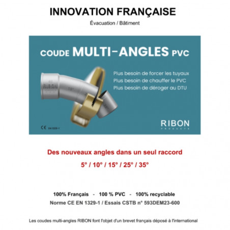 Coude PVC 40 mm multi-angles 15°/25°/35° sécable mâle femelle