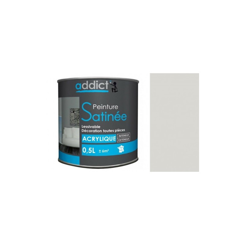 Peinture acrylique multi supports, Cendre satin , 0,5 litre. Peinture acrylique multi supports, Cendre satin , 0,5 litre.