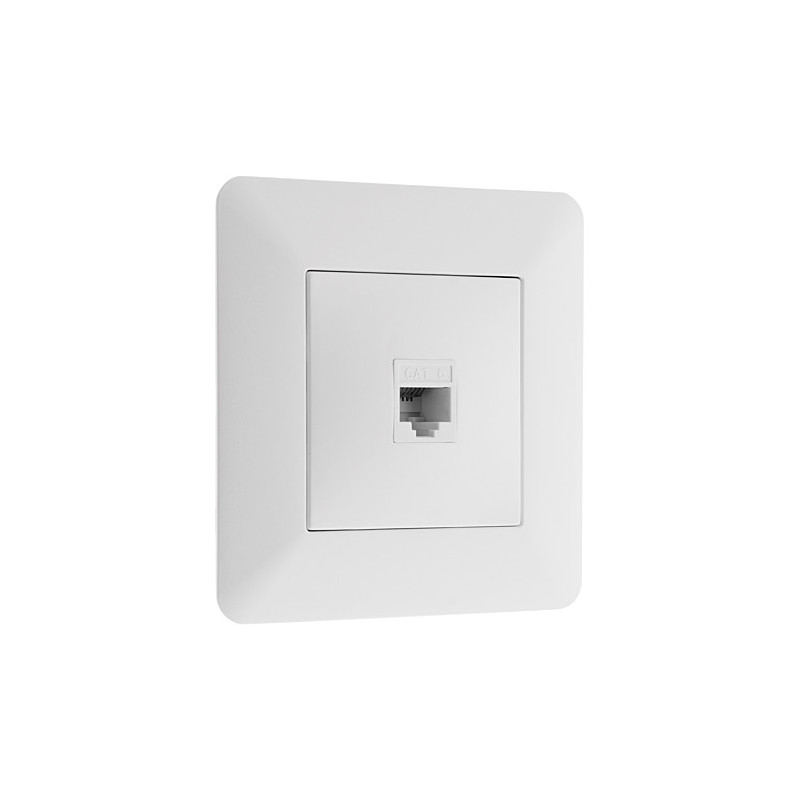 Flush-mount RJ45 telephone socket model ARTEZO white. Flush-mount RJ45 telephone socket model ARTEZO white.