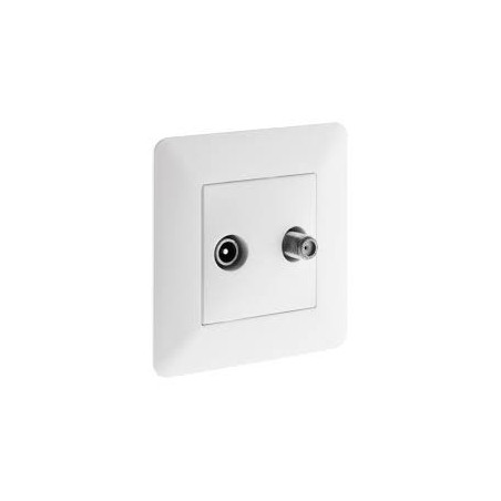 Prise encastrable TV + Satellite modèle ARTEZO blanc.