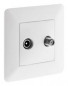 In-wall TV + Satellite socket ARTEZO model white. In-wall TV + Satellite socket ARTEZO model white.